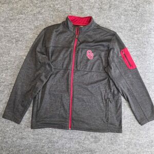 Colosseum Oklahoma Sooners Jacket Mens XXL Full Zip‎ Black Fleece NCAA